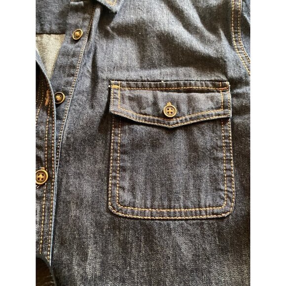 Chaps Denim Long Sleeve Collared Shirt Dress Size Large Chest Pockets - Picture 3 of 6
